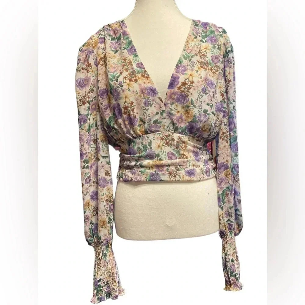 Papaya floral top size large floral pattern and deep V Neck